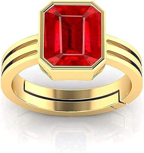 6.50 Carat A+ Quality Natural Burma Ruby Manik Unheated Untreatet Gemstone Punchdhatu 14k Yellow Goldplated Ring for Women's and Men's in Saudi Arabia