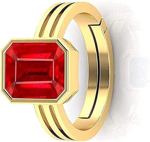 6.50 Carat A+ Quality Natural Burma Ruby Manik Unheated Untreatet Gemstone Punchdhatu 14k Yellow Goldplated Ring for Women's and Men's in Saudi Arabia