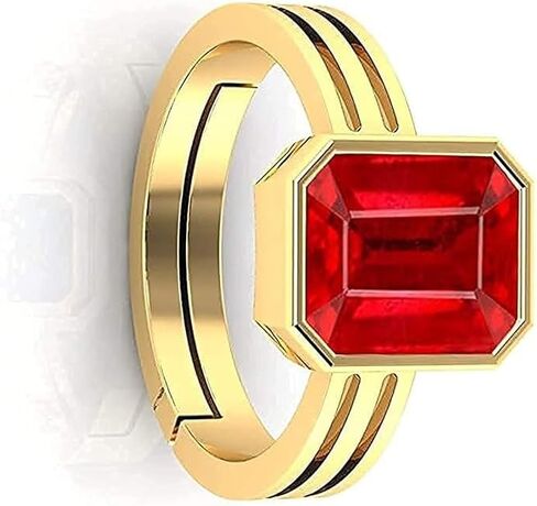 6.50 Carat A+ Quality Natural Burma Ruby Manik Unheated Untreatet Gemstone Punchdhatu 14k Yellow Goldplated Ring for Women's and Men's in Saudi Arabia