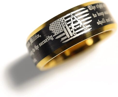 Patriot Ring Veteran Gift American Flag Wedding Band Black USA Ring Rifle Gun Ring Bullets American Flag Jewelry Patriotic USA Ring Second Amendment Ring Gun Ring in Saudi Arabia