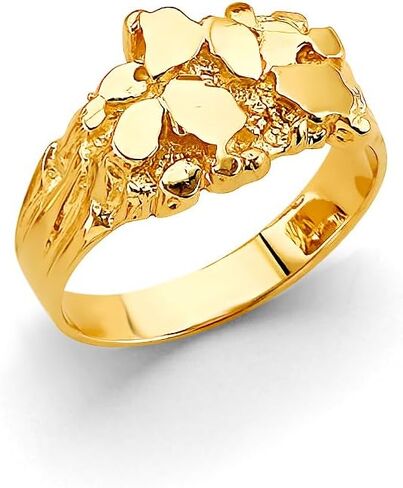 14k Yellow Gold Nugget Men's Ring in Saudi Arabia
