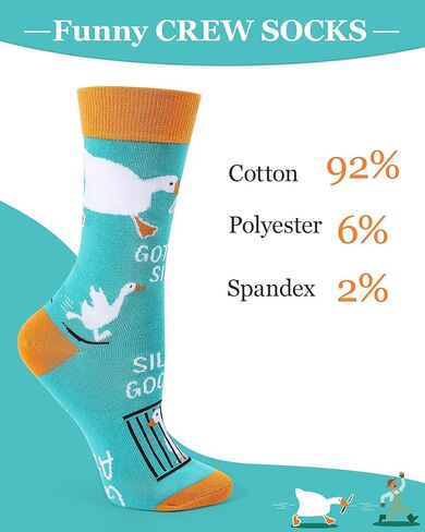 Funny Silly Goose Socks for Women Men, Novelty White Goose Stocking Crazy Crew Socks Casual Cotton Stocking Gifts for Teens Adults, 1 Pair in Saudi Arabia