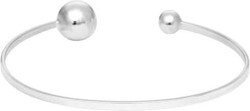 Silverly 925 Sterling Silver Torque Bangle for Women - Thin Flat Stacking Bangle - Simple Classic Solid Silver Bracelets - Adjustable Stackable Ball End Cuff Bracelet - Essential Minimalist Jewelry in Saudi Arabia