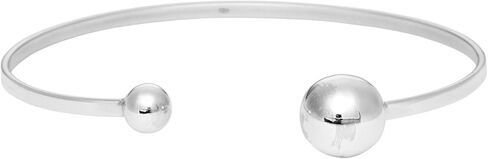 Silverly 925 Sterling Silver Torque Bangle for Women - Thin Flat Stacking Bangle - Simple Classic Solid Silver Bracelets - Adjustable Stackable Ball End Cuff Bracelet - Essential Minimalist Jewelry in Saudi Arabia