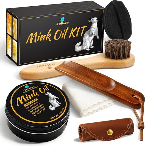 Feilove 4- in-1 Mink Oil Leather Conditioner and Cleaner 3.5 oz - Premium Waterproof Formula for Boots and Shoes in Saudi Arabia