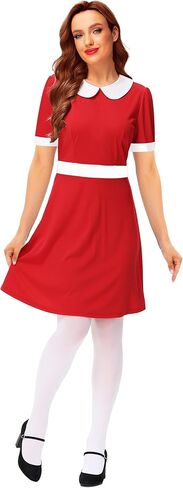 Remimi Halloween Womens Short Sleeve Peter Pan Collar Cute Red Dress in Saudi Arabia