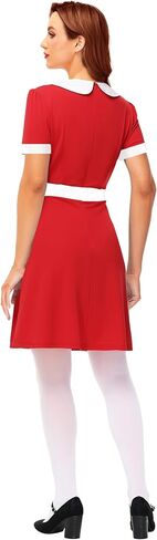 Remimi Halloween Womens Short Sleeve Peter Pan Collar Cute Red Dress in Saudi Arabia