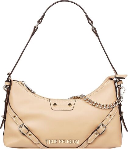 True Religion Shoulder Bag, Smooth Belted Purse with Chain Handle, Adjustable Strap and Gold Hardware in Saudi Arabia