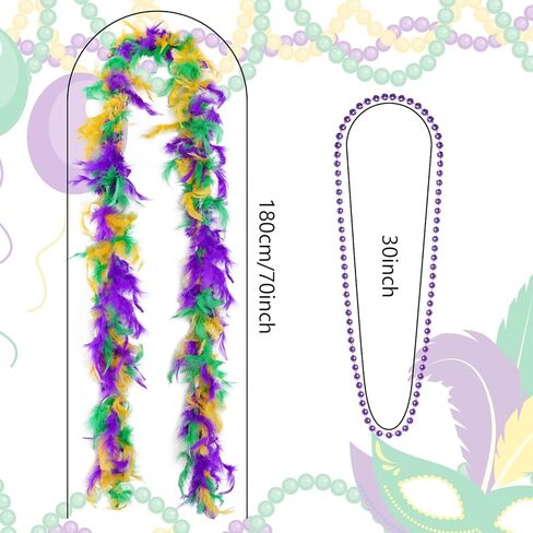 Mardi Gras Costume Accessory Set Tutu Skirt, Faux Feather Headband, Mask,Mardi Gras Beads,Feather Boa,Socks for Women in Saudi Arabia