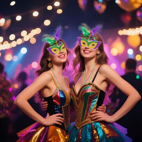 Mardi Gras Costume Accessory Set Tutu Skirt, Faux Feather Headband, Mask,Mardi Gras Beads,Feather Boa,Socks for Women in Saudi Arabia