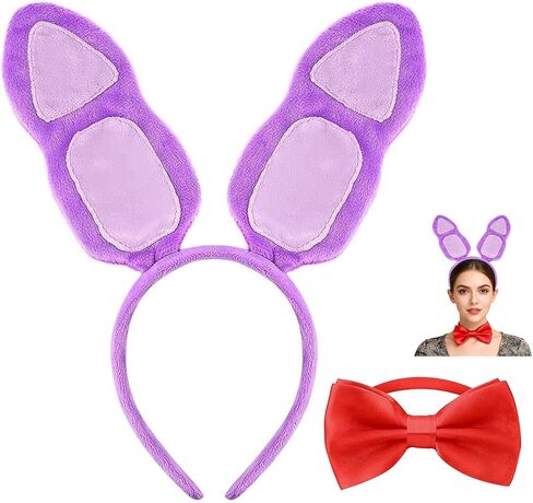 2PCS Bunny Costume Accessories Rabbit Bunny Ears Headband Red Bow Tie Set for Women Men Halloween Party Cosplay in Saudi Arabia