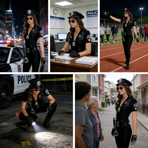 8 قطعة إكسسوارات أزياء الشرطة النساء قبعة أصفاد مكبرة شارة شرطي Swat تأثيري in Saudi Arabia