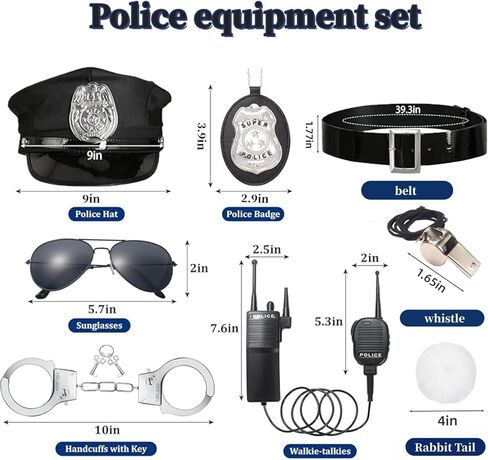 8 قطعة إكسسوارات أزياء الشرطة النساء قبعة أصفاد مكبرة شارة شرطي Swat تأثيري in Saudi Arabia