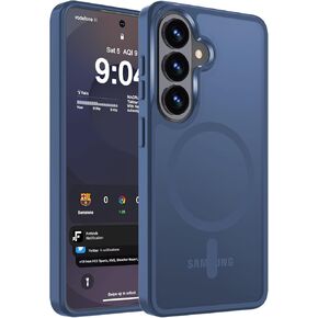 WRJ for Samsung Galaxy S25/S24 Case with Screen Protector,Matte Translucent Magnetic Case for Women Men [Compatible with Magsafe] Slim Anti-Fingerprints Shockproof Protective Cover-Black in Kuwait