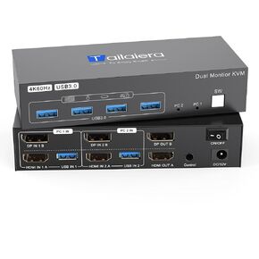 HDMI2.1 KVM Switch 2 Switors 2 Computers 4K@60Hz ، USB3.0 Dual Computers KVM Switch for 2 Computer Share 2 مراقبين مع 3 منافذ USB مشاركة المفاتيح والماوس ، الطابعة ، وحدة تحكم سطح المكتب in Kuwait