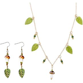 مجموعة قلادة وأقراط الفاكهة للنساء، مجوهرات قلادة لطيفة من المينا، تصميمات الموز/الفطر/الليمون in Kuwait