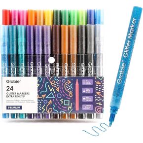 24 علامات معدنية لامعة ، علامات الطلاء المتوسطة تلميح الاكريليك ، وأقلام إضاءة الحبر القائمة على الماء السريع للبالغين ، وصنع الحرف اليدوية DIY in Kuwait