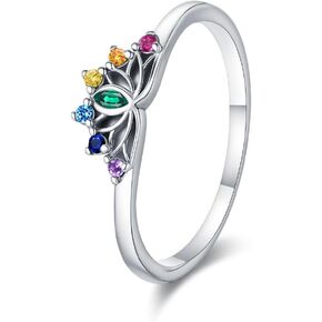 925 Sterling Silver Mandala Chakra Ring Yoga Lotus Flower Rings for Women Healing Crystal 7 Chakra Balance Jewelry Gifts in Kuwait