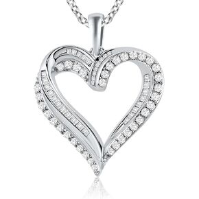 ASHINE Endless Love 1.6CT Moissanite Heart Necklace for Women, 925 Sterling Silver White Gold Plated, VVS1 Clarity Mixed-Cut Pendant in Kuwait
