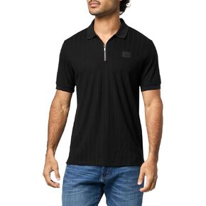 KARL LAGERFELD Mens Straight Collar Chest Logo 1/4 Zip Collared Polo in Saudi Arabia