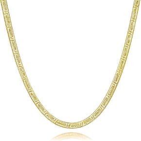 4mm 14K Gold Necklace for Women Dainty Gold Necklace for Women Golden Chain for Men 14k Whispers of Heritage with Chinese Ancient Fret Patterns Waterproof Snake Golden Chain Necklaces 16,18,20,22,24in in Kuwait