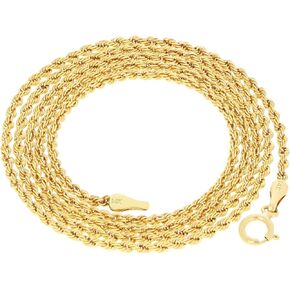 Nuragold 14k الذهب الأصفر الحقيقي 1.5mm حبل سلسلة قطع الماس قلادة (16 "-24") مجوهرات إيطالية لذيذة للرجال والنساء in Kuwait