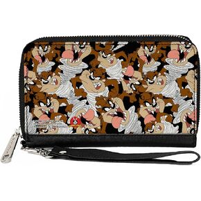 Buckle-Down Looney Tunes Wallet, Zip Around, Tasmanian Devil Vortex Poses Scattered Black, Vegan Leather in Saudi Arabia