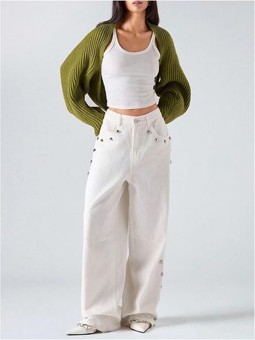 Women's Ribbed Knit Open Front Cardigan Long Sleeve Cropped Sweater Fall Outfits in Saudi Arabia