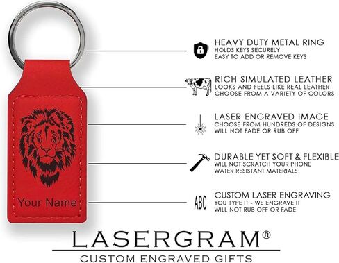 LaserGram Rectangle Keychain, Old Farm Tractor, Personalized Engraving Included (Red) in Saudi Arabia