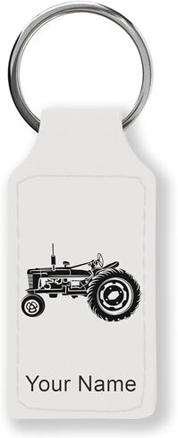LaserGram Rectangle Keychain, Old Farm Tractor, Personalized Engraving Included (Red) in Saudi Arabia