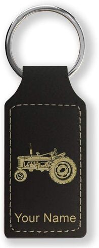 LaserGram Rectangle Keychain, Old Farm Tractor, Personalized Engraving Included (Red) in Saudi Arabia