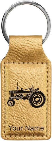 LaserGram Rectangle Keychain, Old Farm Tractor, Personalized Engraving Included (Red) in Saudi Arabia
