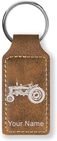 LaserGram Rectangle Keychain, Old Farm Tractor, Personalized Engraving Included (Red) in Saudi Arabia