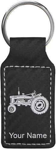 LaserGram Rectangle Keychain, Old Farm Tractor, Personalized Engraving Included (Red) in Saudi Arabia