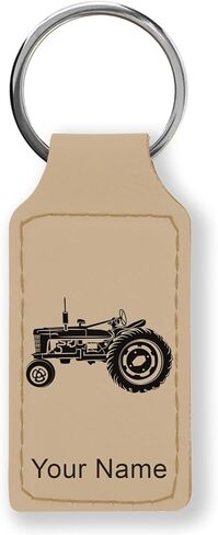 LaserGram Rectangle Keychain, Old Farm Tractor, Personalized Engraving Included (Red) in Saudi Arabia