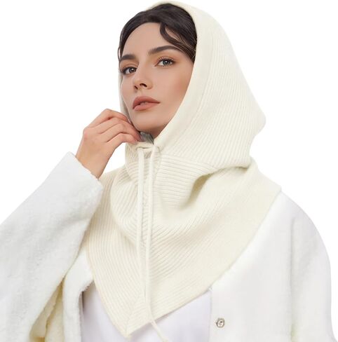 Peicees Oversized Balaclava with Large Shawl Knitted Hooded Scarf Beanie Hat Womens Winter Drawstring Neck Gaiter Fashion XXL in Saudi Arabia