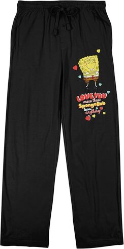 Spongebob Squarepants Love You More Than Spongebob Loves Anything Men's Black Sleep Pajama Pants in Saudi Arabia
