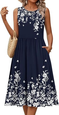 HOTOUCH Womens Summer Desses Casual Sleeveless Tank Midi Dress with Pockets Aline Flowy Vocation Beach Sundress 2026 in Saudi Arabia