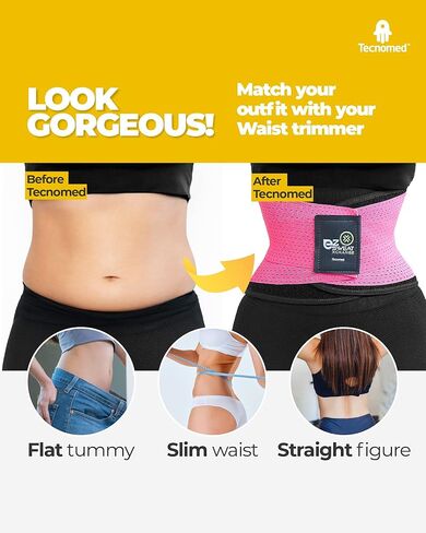 Tecnomed Ez Sweat Xchange Waist Trimmer (3 Colors In 1) - Waist Trainer for Women - Body Wrap - Workout Sweatband Belt in Kuwait