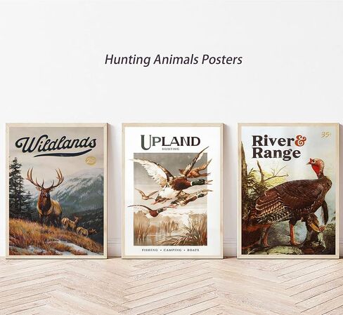 3pcs Wild Animal Canvas Wall Art Nature Wilderness Deer Wild Duckturkey Posters Prints Hunting Outdoorsy Cabin Wall Decor Pictures Gift for Hunter Dad for Living Room Bedroom Decoration Unframed in Saudi Arabia