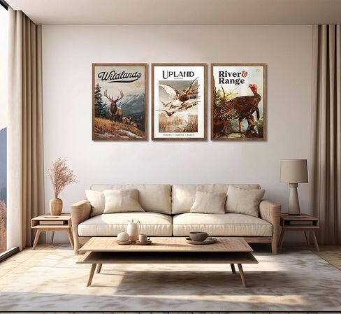 3pcs Wild Animal Canvas Wall Art Nature Wilderness Deer Wild Duckturkey Posters Prints Hunting Outdoorsy Cabin Wall Decor Pictures Gift for Hunter Dad for Living Room Bedroom Decoration Unframed in Saudi Arabia