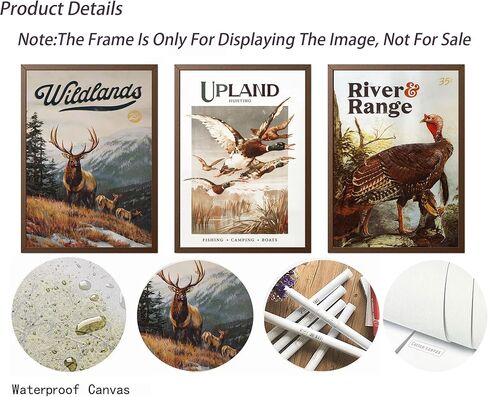 3pcs Wild Animal Canvas Wall Art Nature Wilderness Deer Wild Duckturkey Posters Prints Hunting Outdoorsy Cabin Wall Decor Pictures Gift for Hunter Dad for Living Room Bedroom Decoration Unframed in Saudi Arabia