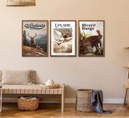 3pcs Wild Animal Canvas Wall Art Nature Wilderness Deer Wild Duckturkey Posters Prints Hunting Outdoorsy Cabin Wall Decor Pictures Gift for Hunter Dad for Living Room Bedroom Decoration Unframed in Saudi Arabia