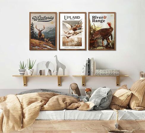 3pcs Wild Animal Canvas Wall Art Nature Wilderness Deer Wild Duckturkey Posters Prints Hunting Outdoorsy Cabin Wall Decor Pictures Gift for Hunter Dad for Living Room Bedroom Decoration Unframed in Saudi Arabia