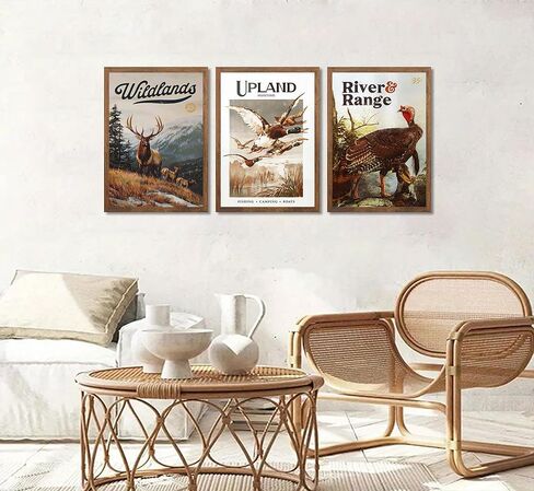 3pcs Wild Animal Canvas Wall Art Nature Wilderness Deer Wild Duckturkey Posters Prints Hunting Outdoorsy Cabin Wall Decor Pictures Gift for Hunter Dad for Living Room Bedroom Decoration Unframed in Saudi Arabia