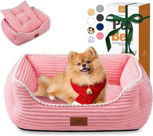 Zerbuger 20in Pink Rectangle Cat Dog Bed Machine Washable Sleeping Sofa in Saudi Arabia
