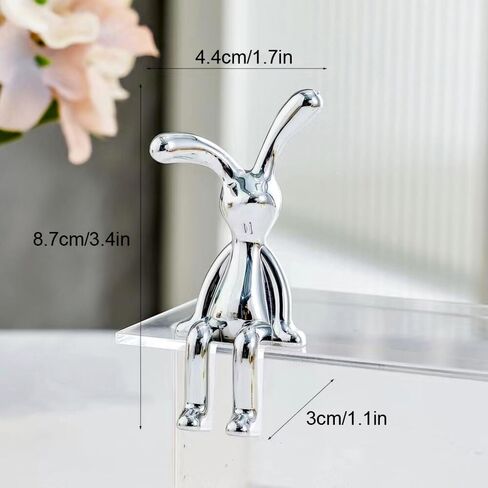 2 PCS Bunny Statue Decor White Gold Easter Sculpture Ornaments for Home, Table, Shelf Modern Decorative Gift for Women, Men, Living Room, Office, Car in Saudi Arabia