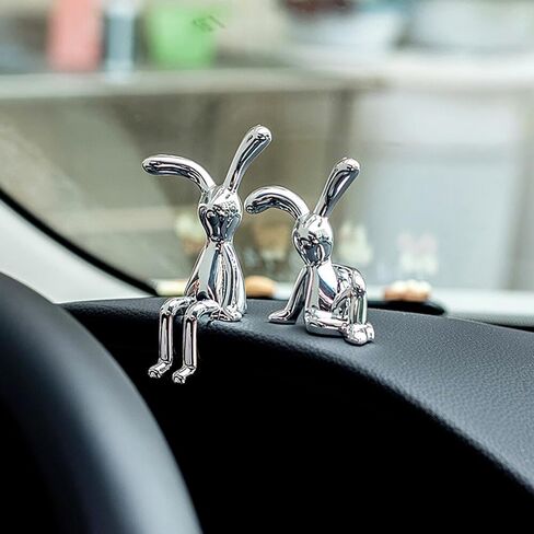 2 PCS Bunny Statue Decor White Gold Easter Sculpture Ornaments for Home, Table, Shelf Modern Decorative Gift for Women, Men, Living Room, Office, Car in Saudi Arabia