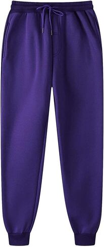 Purple Sweatpants for Men Casual Warm Drawstring Joggers Pockets Running Workout Athletic Active Sweat Pants, e09 in Saudi Arabia