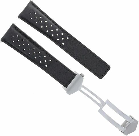 Ewatchparts حزام ساعة جلدي بمشبك 22 ملم متوافق مع تاغ هوير كاريرا كاليبر 5 16 17 أسود in Saudi Arabia